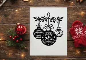 Christmas ornaments hanging on festive branch for holiday decor