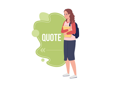 High school life quote textbox with flat characters set