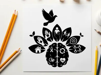 ikon perdamaian dan hak asasi manusia dengan ilustrasi vektor desain datar merpati