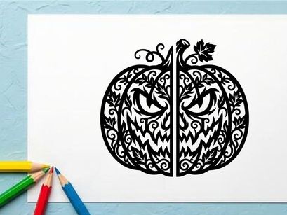 Ukiran Labu Halloween yang Rumit dengan Desain Wajah Seram