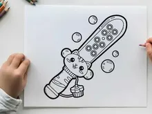 Cute teddy bear holding toothbrush vector illustration