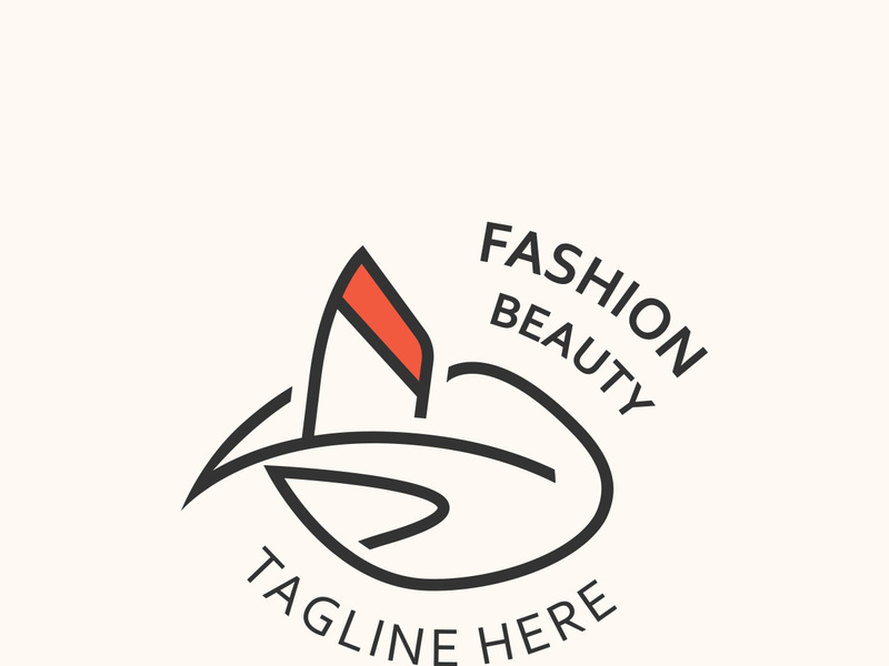 Lipstick logo design for makeup fashion shop and beauty vector cosmetic design template