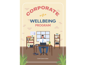 Corporate wellbeing program poster flat vector template preview picture