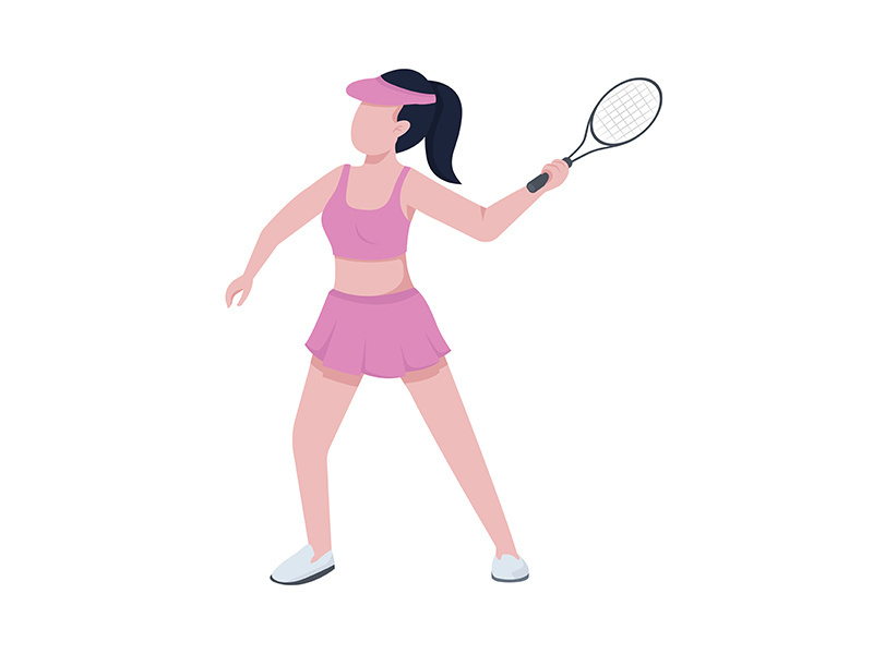 Female tennis player semi flat color vector character