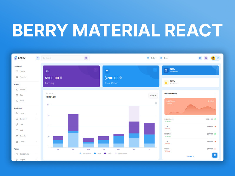 Berry React Material MUI admin dashboard template