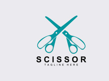 Scissors Logo Design, Barbershop Shaver Vector, Babershop Scissors Brand Illustration