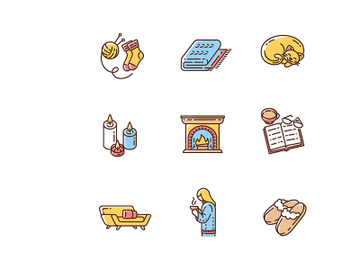 Hygge home RGB color icons set preview picture