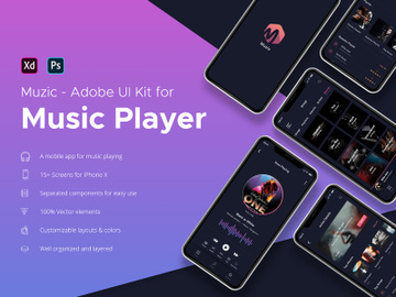 Muzic - Adobe XD UI Kit for Music Player preview picture