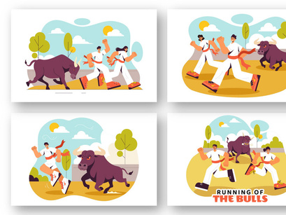 9 Running of the Bulls Illustration