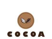 cocoa logo,cocoa bean,cocoa tree,cocoa branches and leaves,chocolate mix on white background,vintage,modern,simple,minimalist icon illustration template design vector