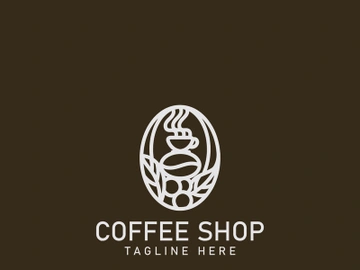 Coffee Shop logo minimalist and simple hipster with cup outline vintage style preview picture