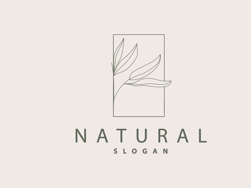 Leaf Line Logo, Beautiful Hand Drawn Design