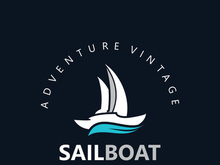Sailboat vintage logo minimalist with wave, travel yacth or sailing boat vector design template