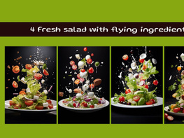 Fresh salad with flying ingredients preview picture