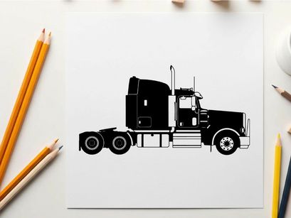 Silhouette of a semi truck with trailer