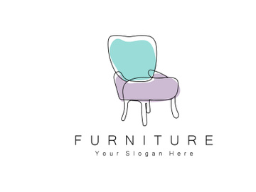 Furniture Logo Design, Home Furniture Illustration Table Icons, Chairs, Cupboards, Lamps preview picture
