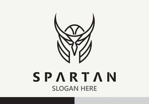 Spartan Helmet Warrior Logo template. spartan flat design vector
