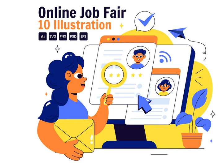 10 Online Job Fair Illustration
