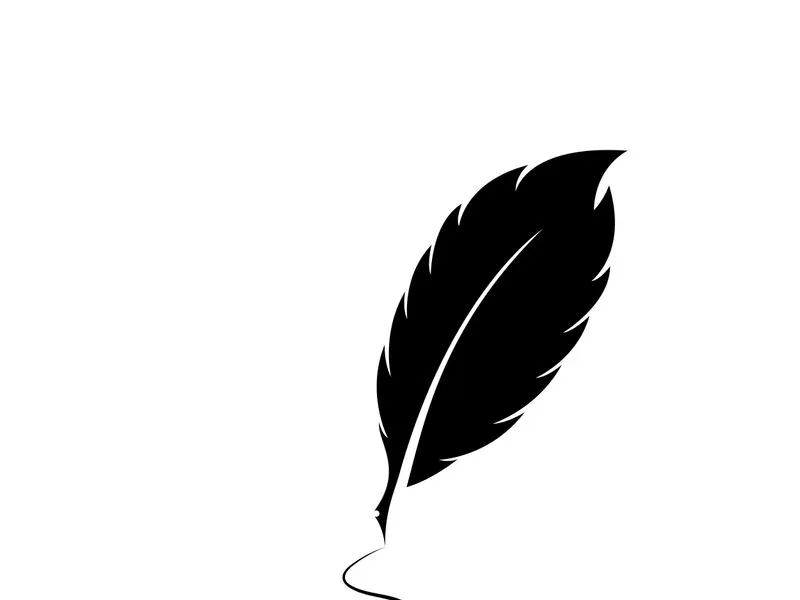 Feather quill design icon and logo illustration classic stationery