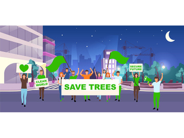 Save trees social protest event flat vector illustration preview picture