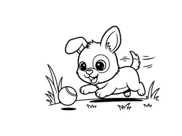 Cute rabbit running in grass vector illustration flat design preview picture