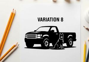 Silhouette of a pickup truck with a dog variation 8