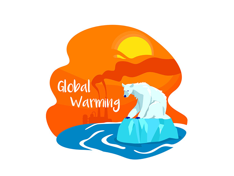 Climate change from pollution 2D vector web banner, poster