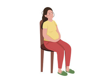 Pregnant woman semi flat color vector character preview picture