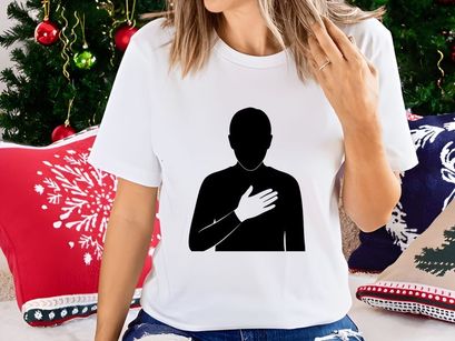 Silhouette Man Hand on Heart, Symbolizing Trust, Gratitude, Love