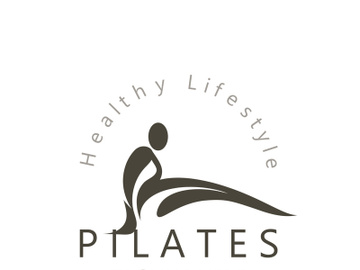 Abstract Pilates Logo, Yoga identity body balance vector monoline Design Template. wellness lifestyle preview picture