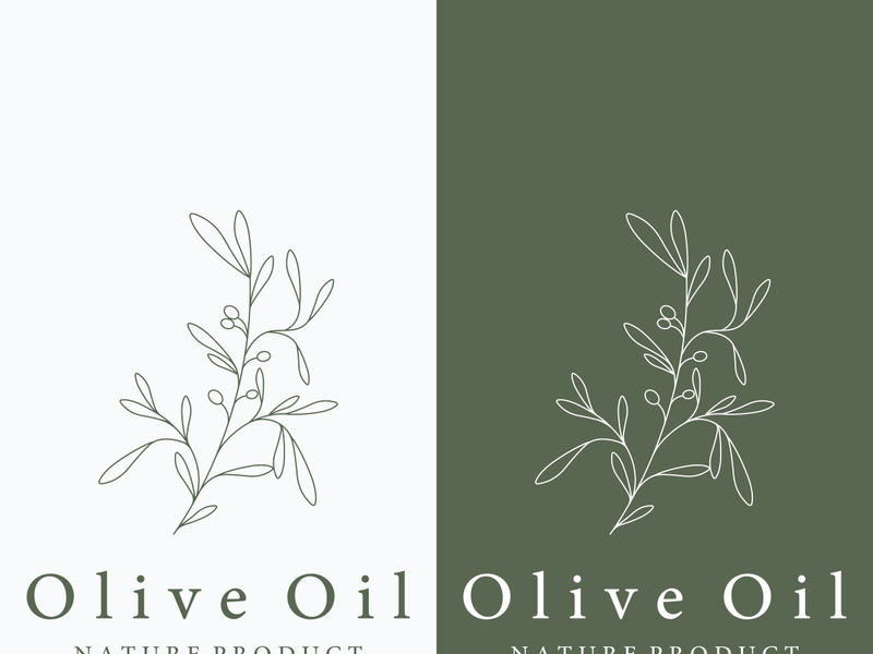 Hand drawn Botanical logo,leaf and natural olive fruit .Herbal, olive oil,cosmetic or beauty.