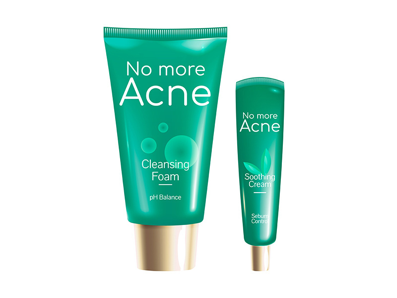 No more acne cream realistic product vector design