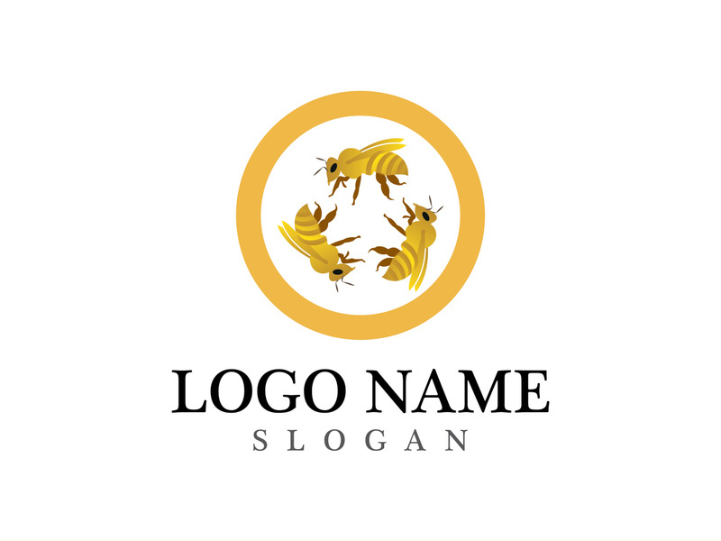Bee logo vector icon illustration design