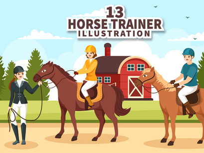 13 Equestrian Sport Horse Trainer Illustration