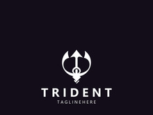 Trident Poseidon Logo, Spear Simple Vintage Template Design