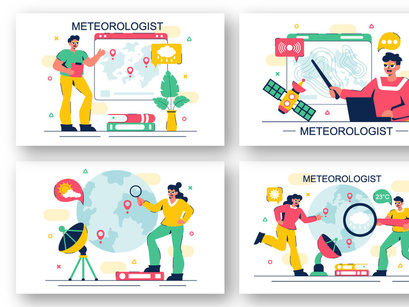 12 Meteorologist Analyzing Illustration