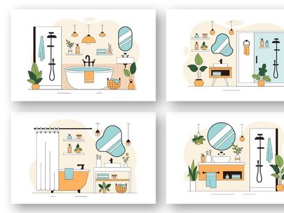 10 Modern Bathroom Interior Illustration