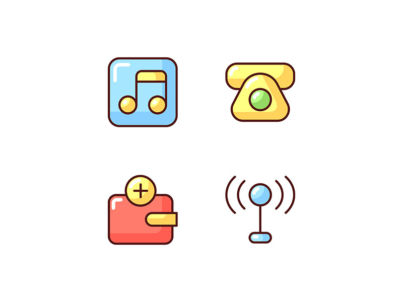 Mobile interface RGB color icons set