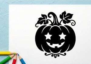 Halloween Pumpkin Jack-o'-Lantern with Stars Face for Fall Decor