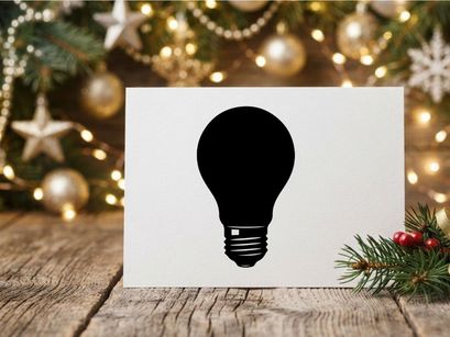 Black light bulb silhouette icon isolated on white background for creative design concepts