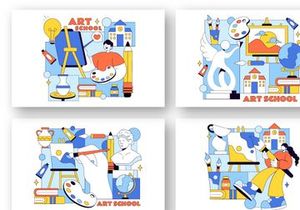 10 Art School Vector Illustration