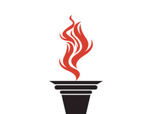 Burning Torch Fire Flame with Pillar column logo design