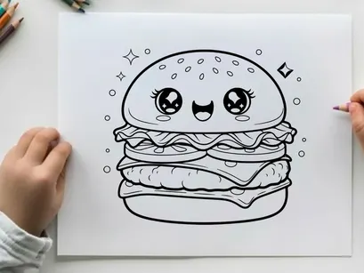 Cute burger character smiling vector illustration flat design