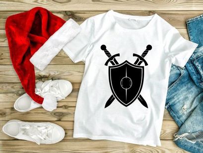 Medieval Shield and Swords Silhouette