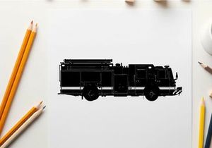 Silhouette of a fire truck vehicle emergency response