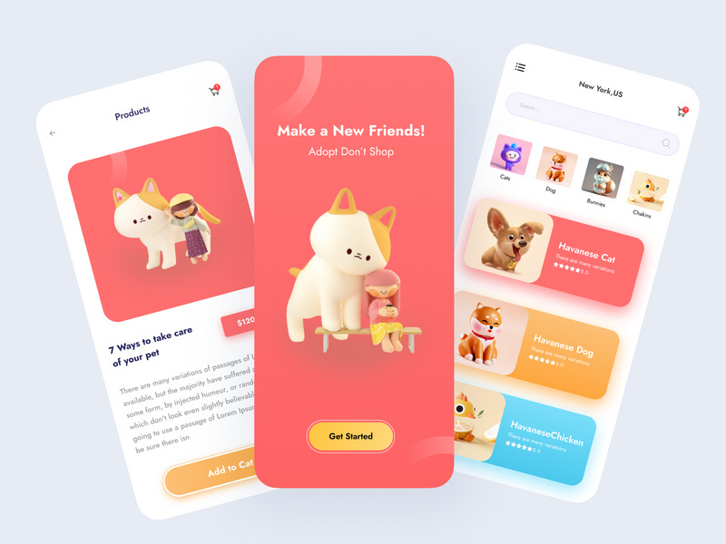 Pets Adoption Mobile App UI