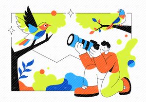 6 Bird Watching Vector Illustration
