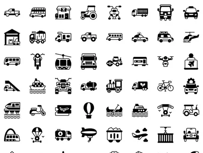 Pack of Transport Colored Line icons