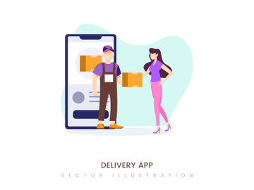 Delivery app flat design concept preview picture