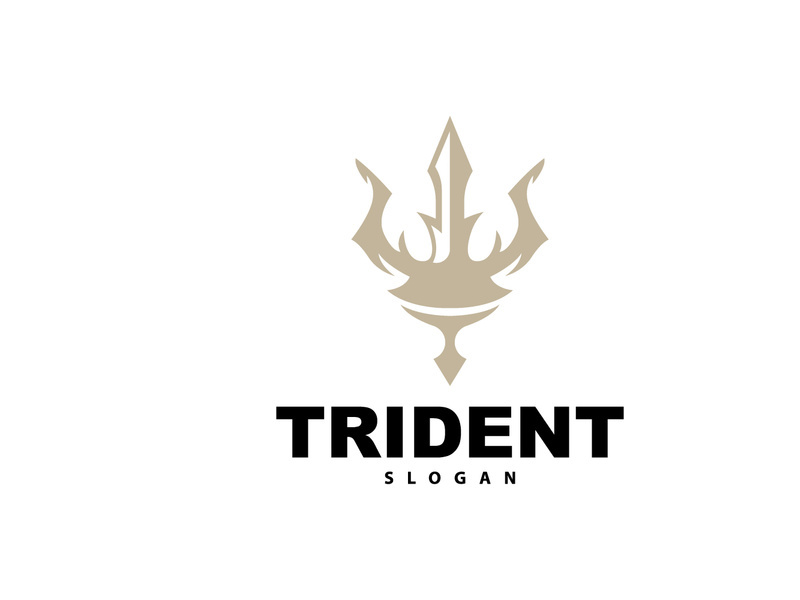 Neptune Poseidon Trident Logo, Spear Simple Vintage Template Design